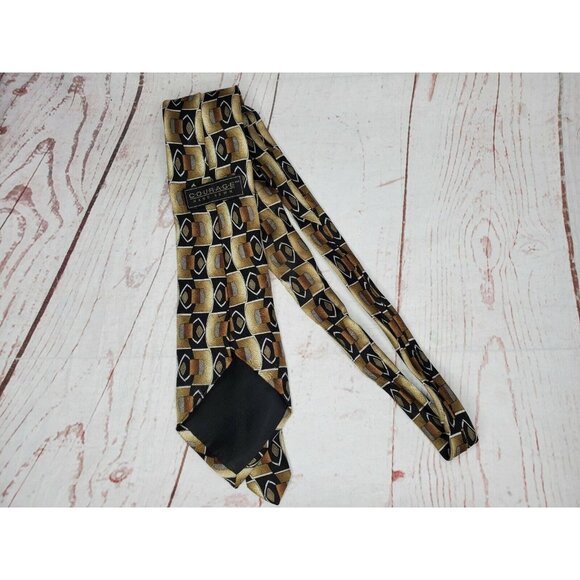 Vintage Courage Hand Sewn Abstract Design Gold Tone Men’s Tie – Rare Collectible - Picture 4 of 12